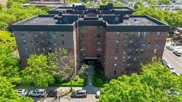 a aerial view of a house with a garden