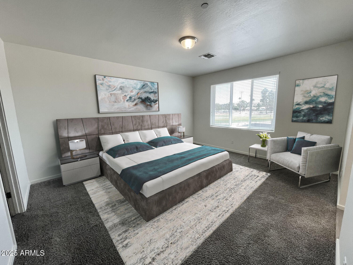 701 North McQueen Road, Unit 12 Chandler, AZ 85225 - Photo 8 of 15 a spacious bedroom with a bed and glass window