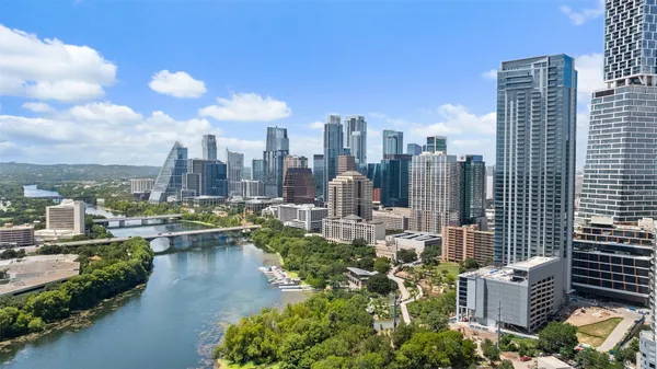 a view of a city with tall buildings