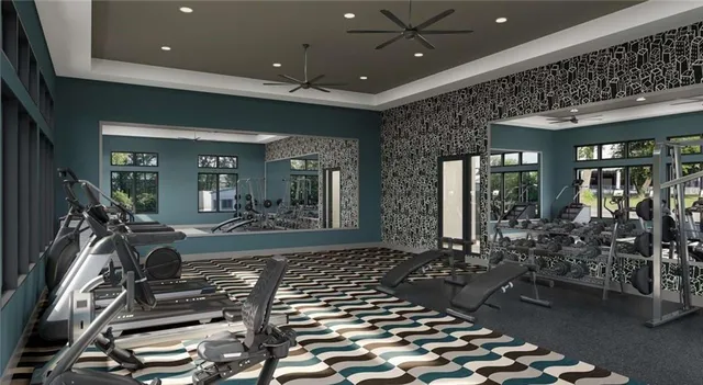 a view of a room with gym equipment