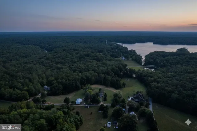 a view of a lake in middle of forest