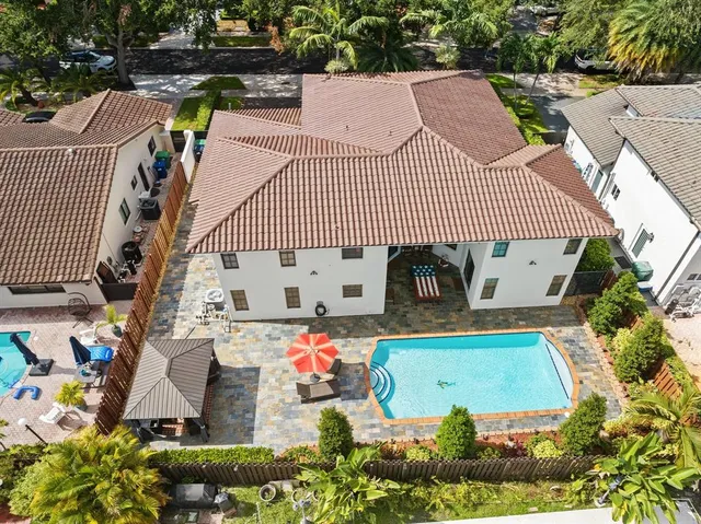 an aerial view of residential building with outdoor space