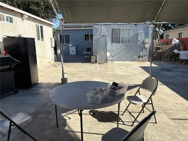 a view of balcony with wooden floor