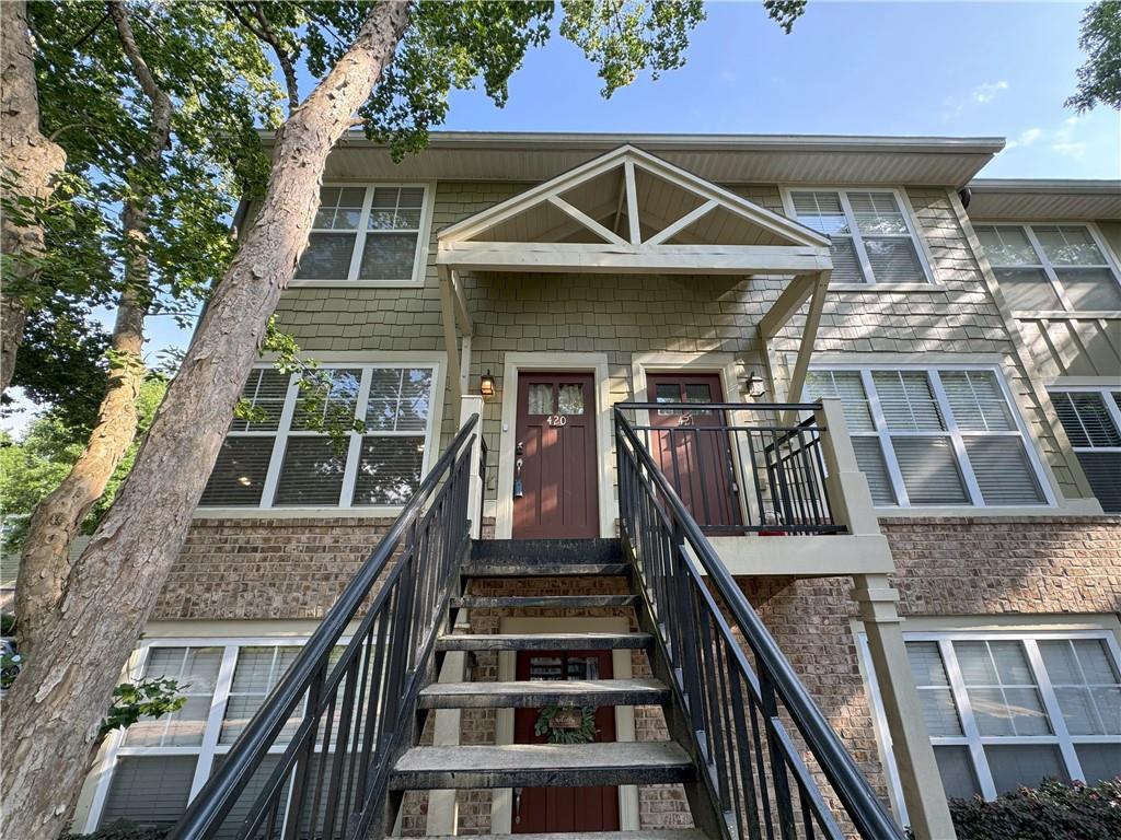 a front view of a house with windows