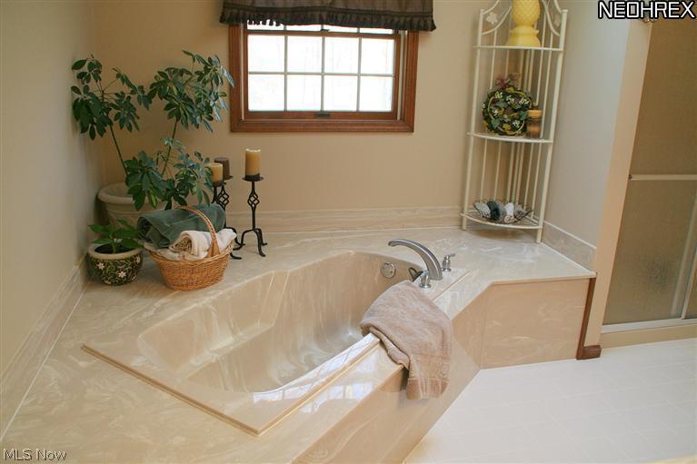 560 East Jackson Road Aurora, OH 44202 - Photo 17 of 25 Vaulted Glamour Master Bath w/Skylights, Garden Tub, Separate Shower Stall. Ceramic Tile Floor.