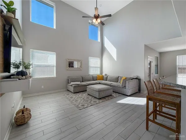 a living room with furniture