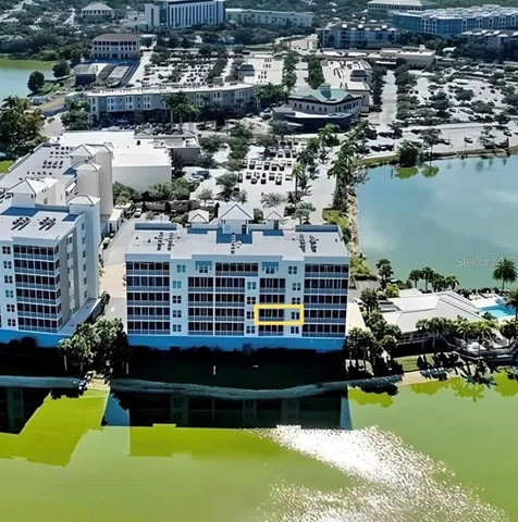 a view of a lake with a house