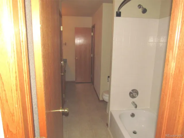 a bathroom with a bathtub