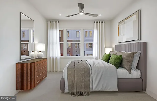 a bed room with a bed and a chandelier