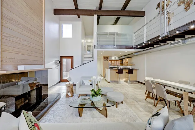 a dining room with furniture