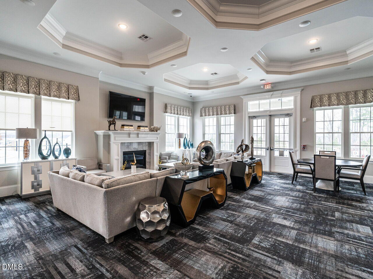 2456 Tonoloway Drive Raleigh, NC 27610 - Photo 35 of 45 a living room with fireplace furniture and a large window