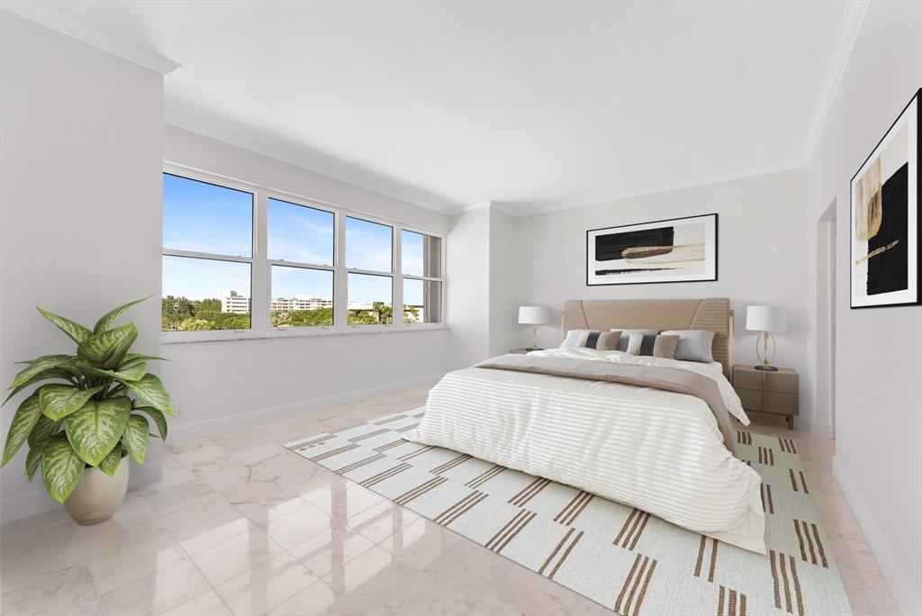 2860 South Ocean Boulevard, Unit 601 Palm Beach, FL 33480 - Photo 14 of 28 a bedroom with a bed potted plant with the outer view