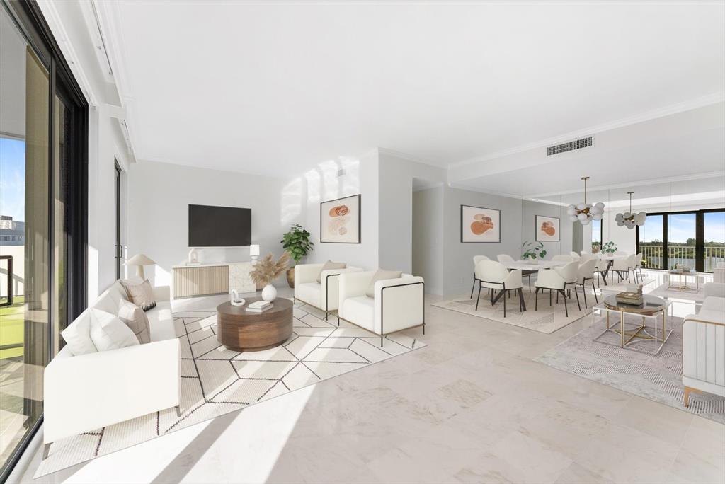 2860 South Ocean Boulevard, Unit 601 Palm Beach, FL 33480 - Photo 8 of 28 a living room with furniture and a flat screen tv