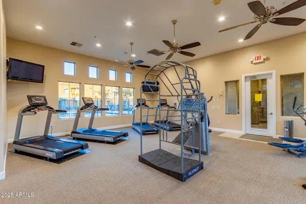 a view of a room with gym equipment