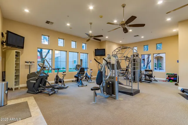 a view of a room with gym equipment