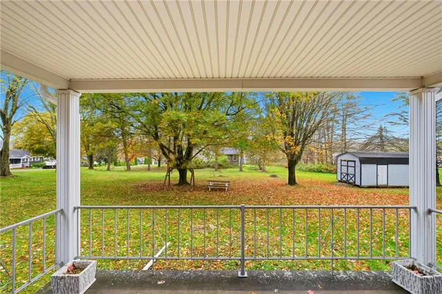 a view of a brick building