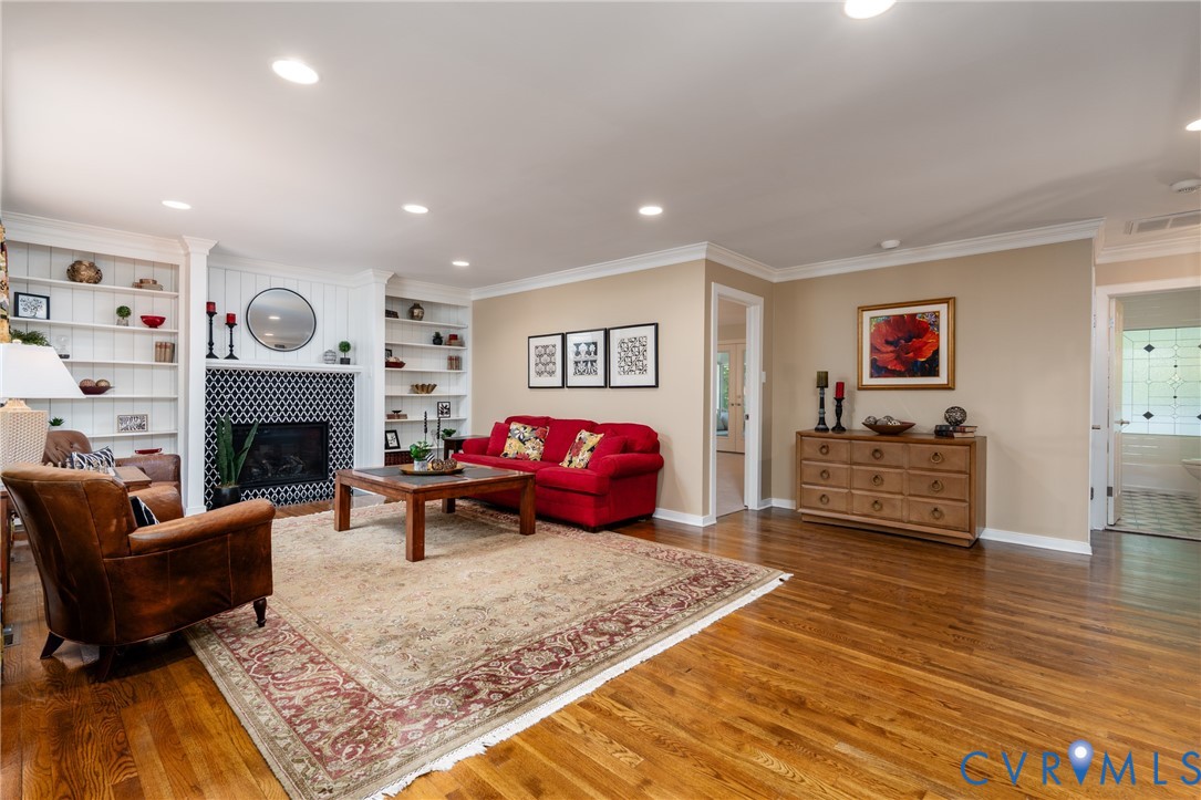 4618 Five Springs Road Midlothian, VA 23112 - Photo 19 of 43 Living area featuring hardwood flooring, recessed