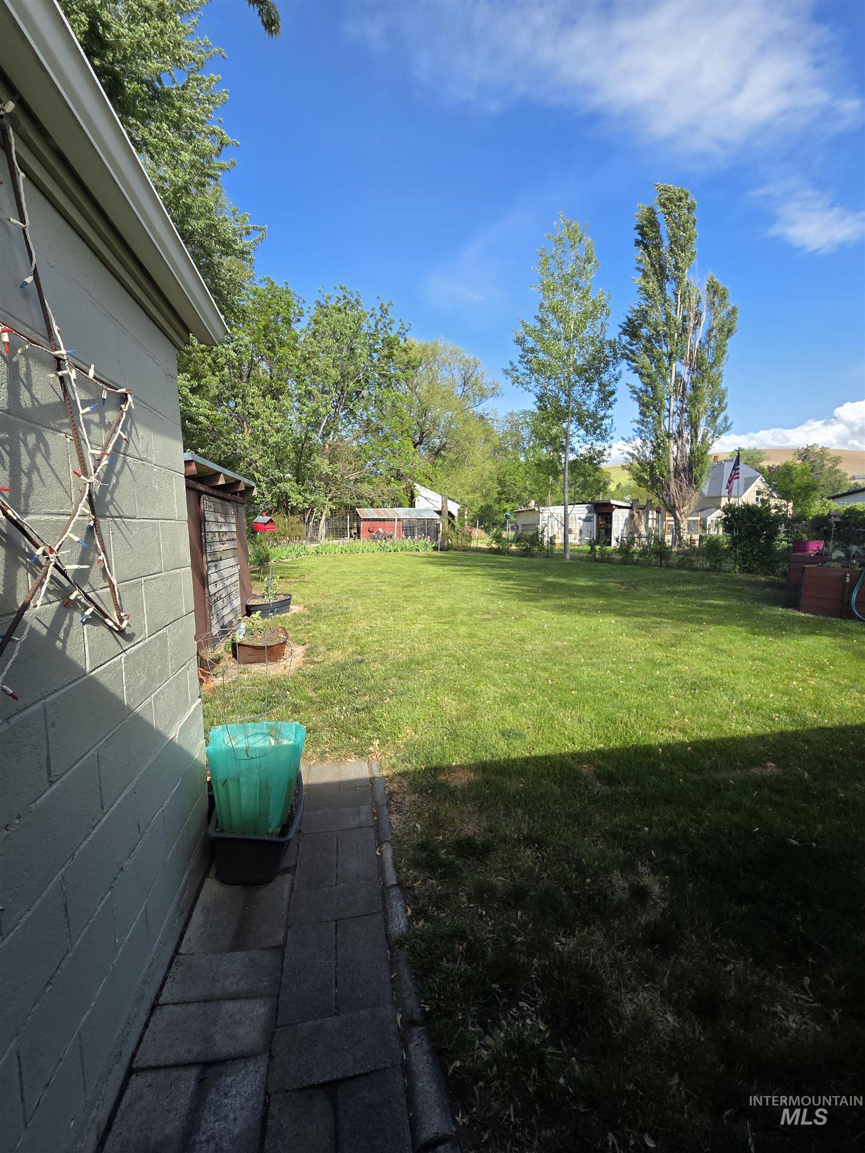 109 South 3rd Street Pomeroy, WA 99347 - Photo 32 of 36 Expansive green lawn with mature trees and a paved walkway