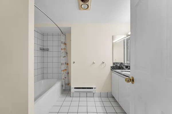 a bathroom with a bathtub