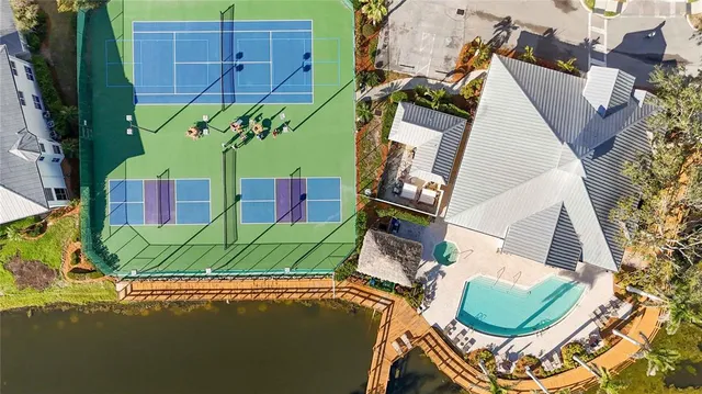 an aerial view of a house