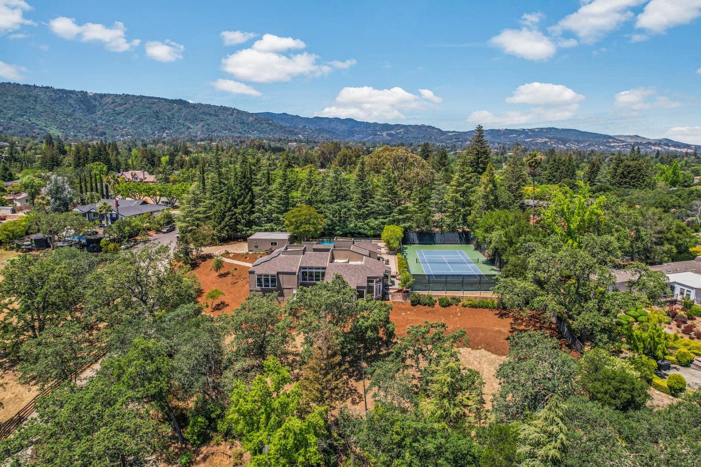 15076 Elm Park Monte Sereno, CA 95030 - Photo 62 of 68 a aerial view of a house with a yard basket ball court and outdoor seating