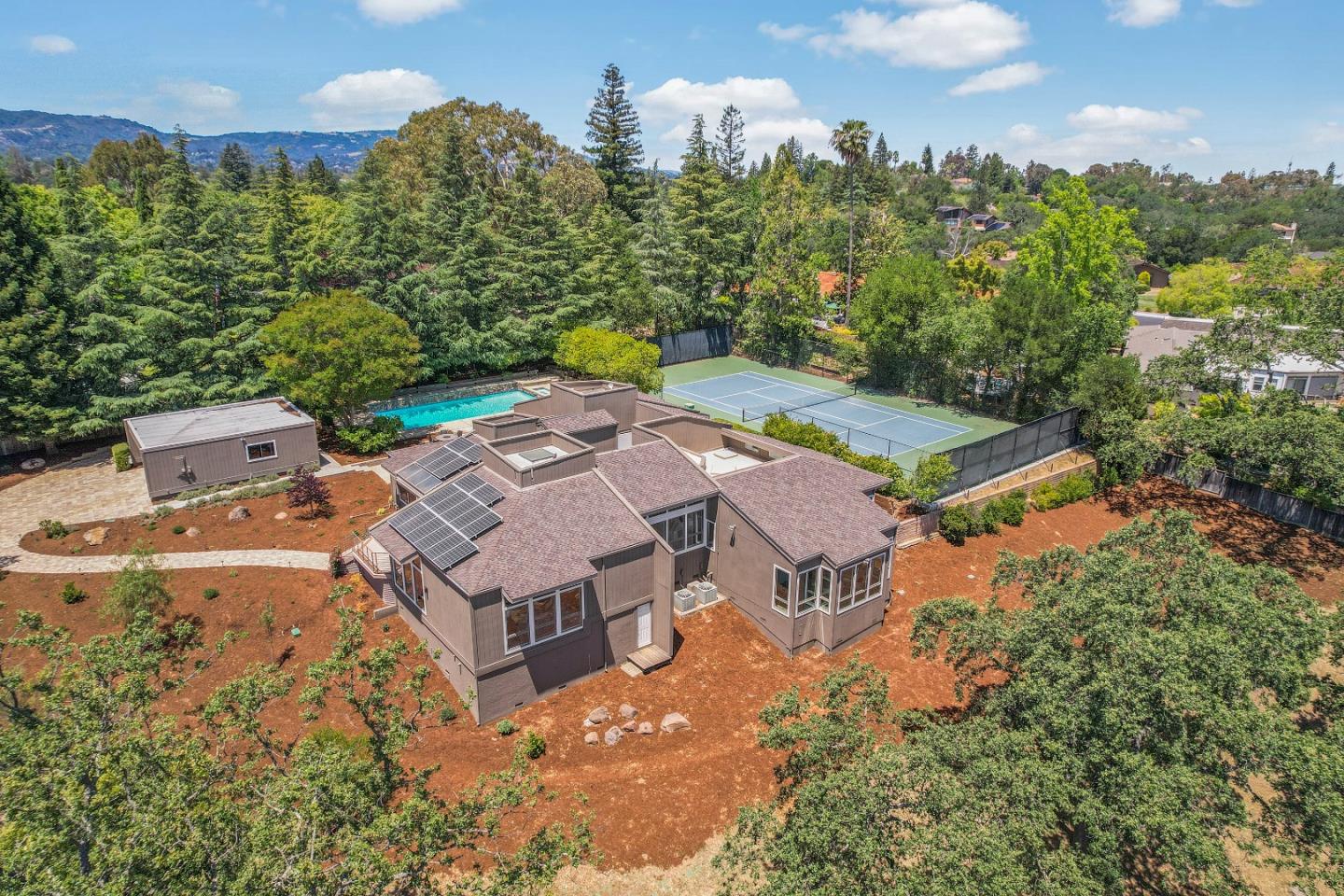 15076 Elm Park Monte Sereno, CA 95030 - Photo 64 of 68 an aerial view of a house with a yard basket ball court and outdoor seating