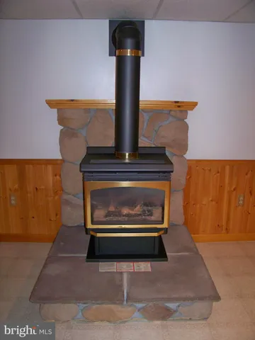 a view of fireplace in room