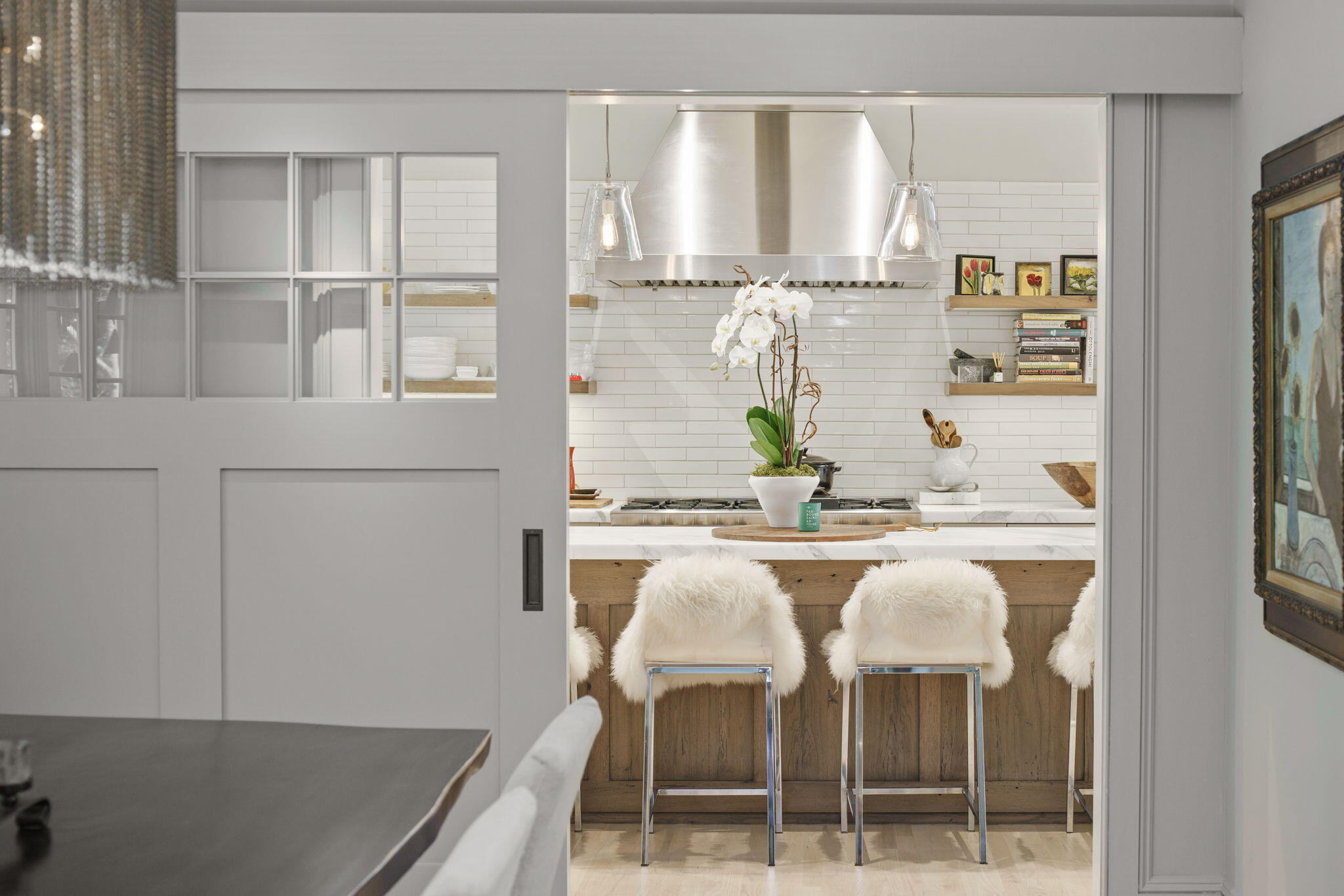 147 Fox Run Road New Canaan, CT 06840 - Photo 15 of 65 a dining table with a stove top oven and kitchen view