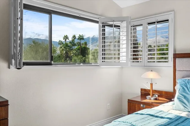 a view of a room with a window