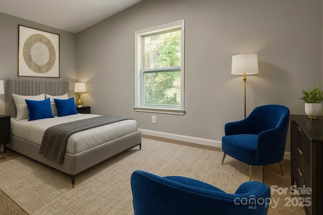 a bedroom with bed and a window