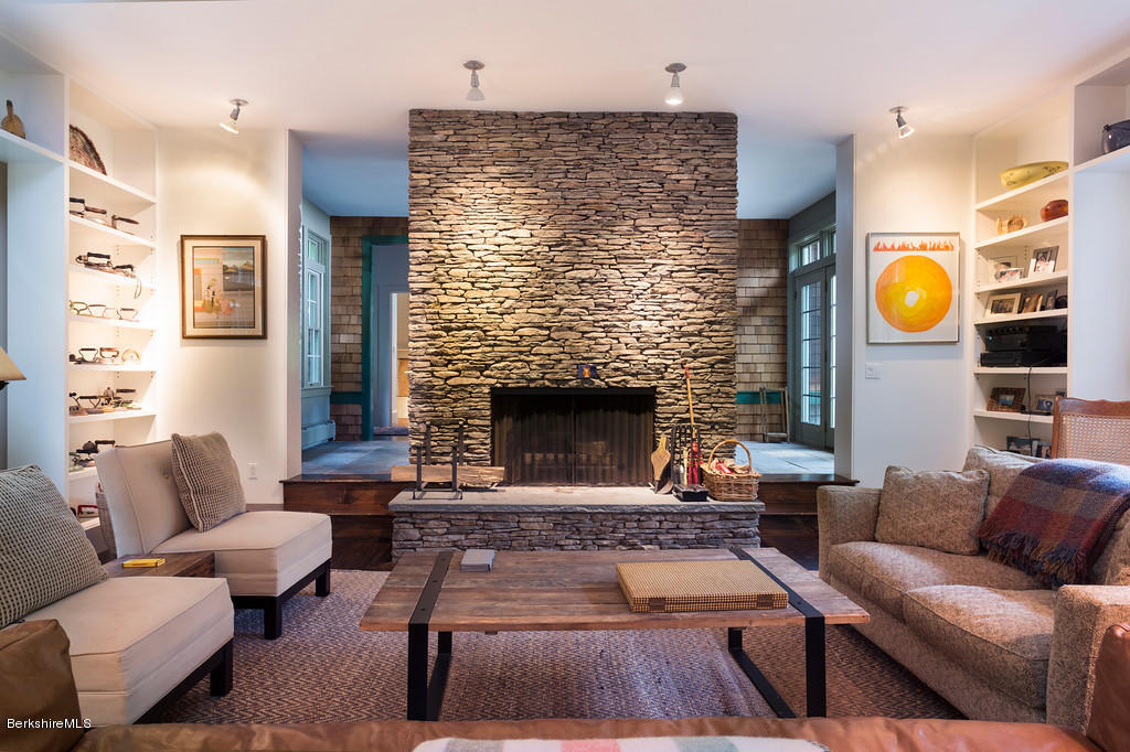 1 Mahkeenac Road Stockbridge, MA 01262 - Photo 3 of 32 a living room with furniture and a fireplace