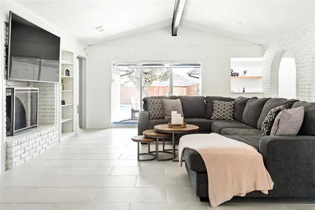 a room with table table and window