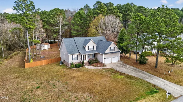 an aerial view of a house