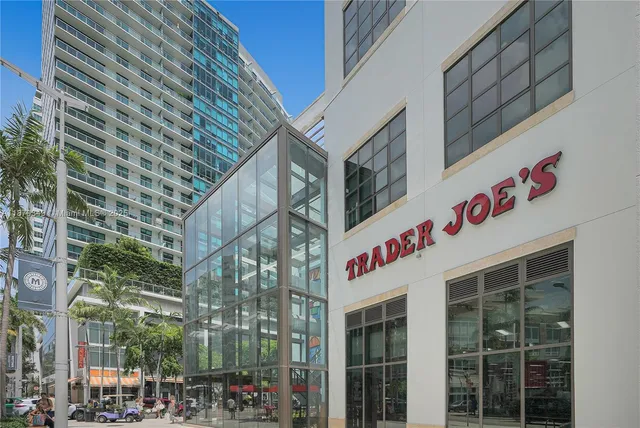 a front view of a multi story building