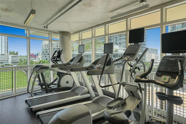 a view of a room with gym equipment