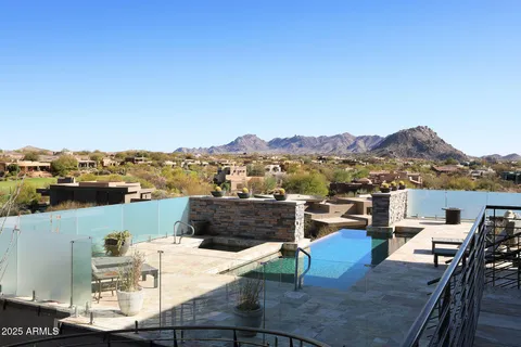 a view of a terrace with furniture