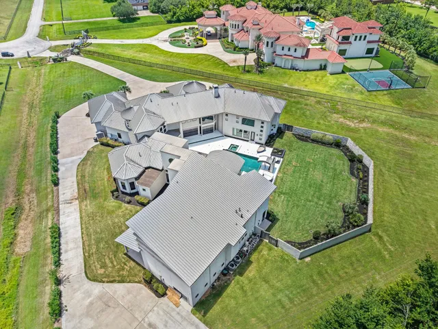 an aerial view of a house