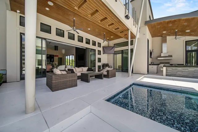 a living room with furniture