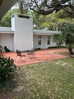 an outdoor space with garden view