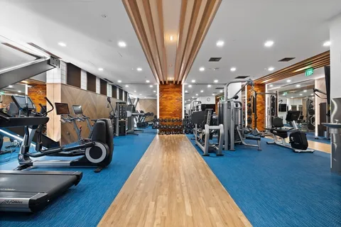 a view of a room with gym equipment