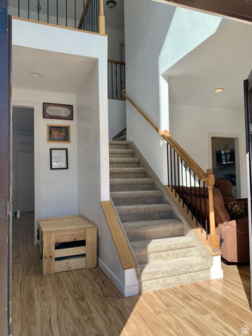 12645 East Cedar Ridge Drive Fairview, UT 84629 - Photo 10 of 25 Stairway featuring wood finished floors and recessed lighting