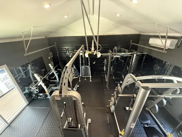 a view of a room with gym equipment
