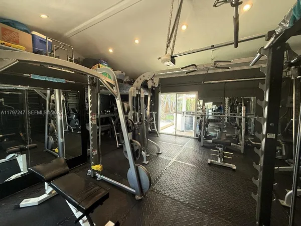 a view of a room with gym equipment