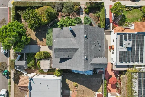 an aerial view of a house