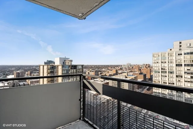 a view of city from a balcony