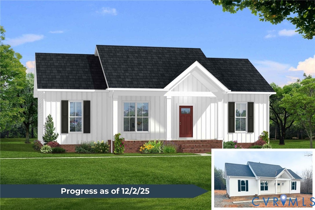 front view of a house with a yard