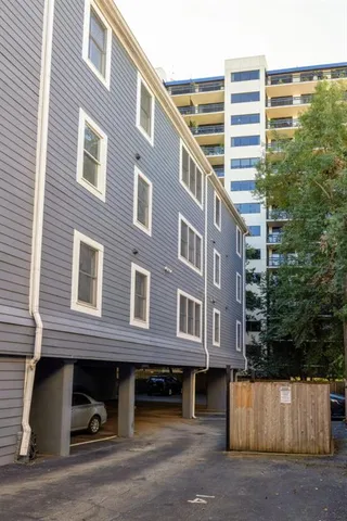 a view of a building with a street