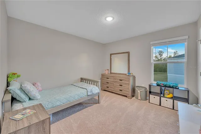 a bedroom with a bed and cabinet