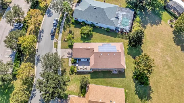 an aerial view of a house