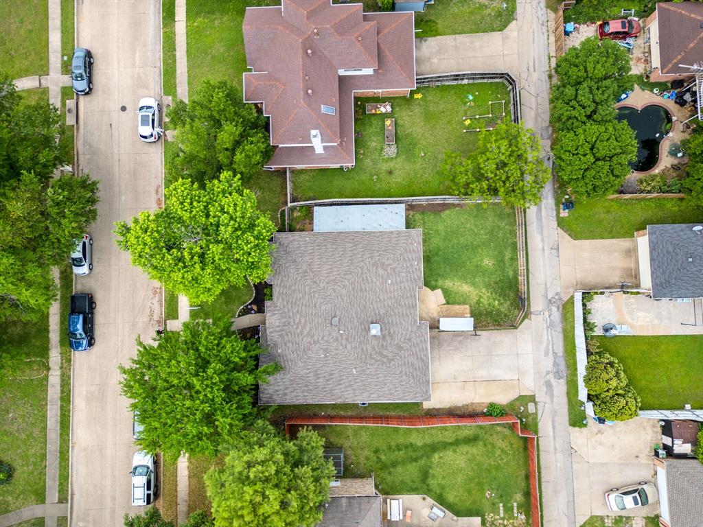 2302 Randi Road Rowlett, TX 75088 - Photo 29 of 33 an aerial view of a house with a yard and garden